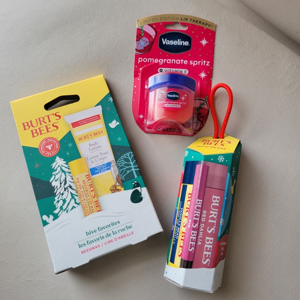 Burt's Bees Lip Balm Trio & Lotion & Vaseline Pomegranate NWT FINAL PRICE!